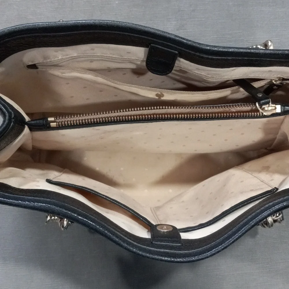 Kate Spade NY Emerson Pebbped Black Leather W/ Gold Chain Shoulder Bag